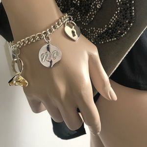 Ralph Lauren Toggle Charm Bracelet Large Canary Diamond Crystal NEW!